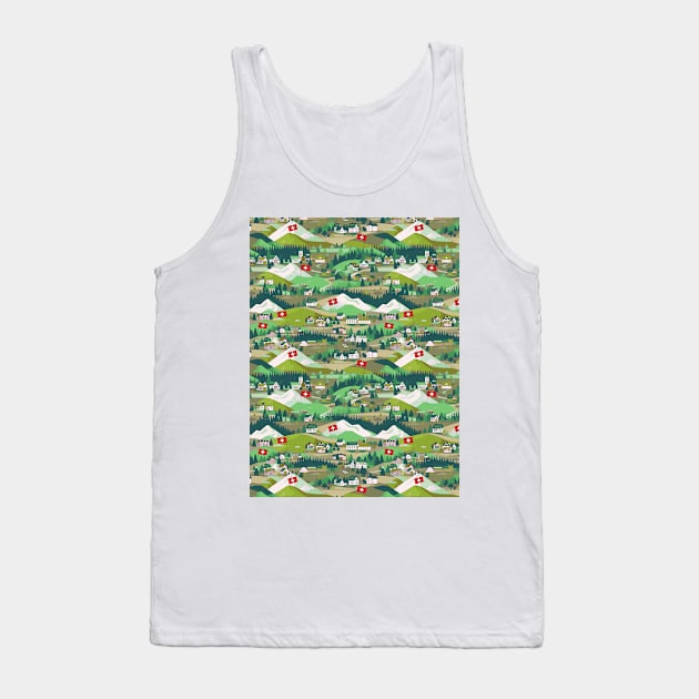 Swiss village folk art Tank Top by Remotextiles